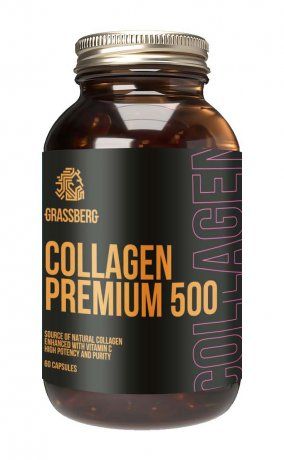 Grassberg Коллаген Премиум, 500 мг, капсулы, с витамином С, 60 шт.